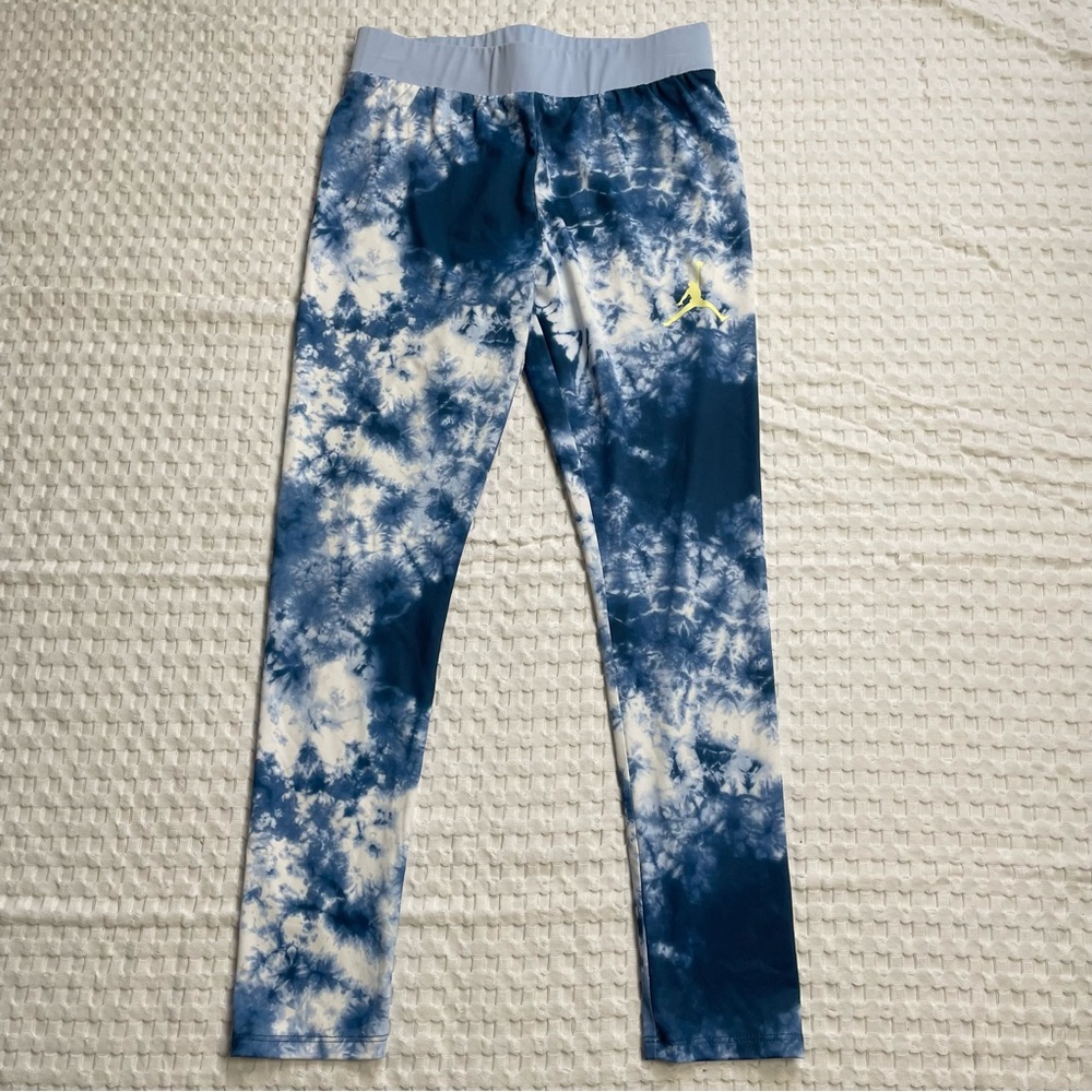 Air Jordan Jumpman Leggings Large 12-13 Girls Youth Cloud Dye Tie Dye‎ Blue